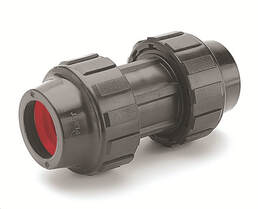 Floplast compression fitting for HDPE pipe
