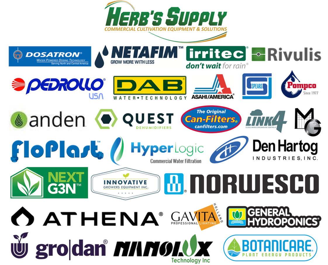 Herb's Supply carries a wide range of irrigation, water purification, dehumidifiers, rolling benches and hydroponic supplies.